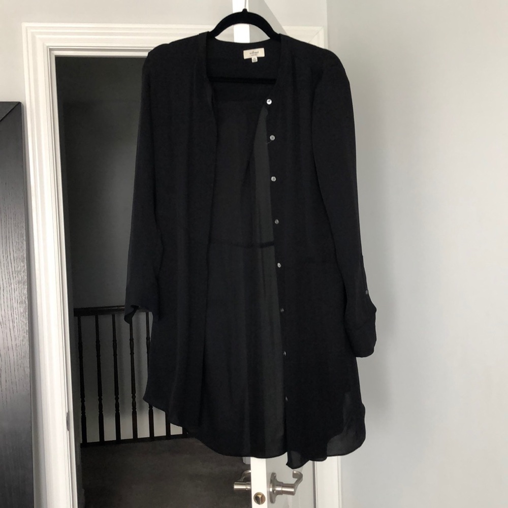 Wilfred black 100% silk button down blouse